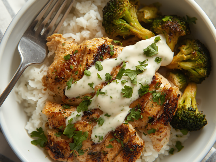 Chicken and Broccoli Bowls with Creamy Garlic Sauce 1