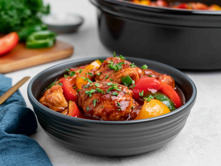 Crockpot BBQ Chicken and Bell Peppers 1