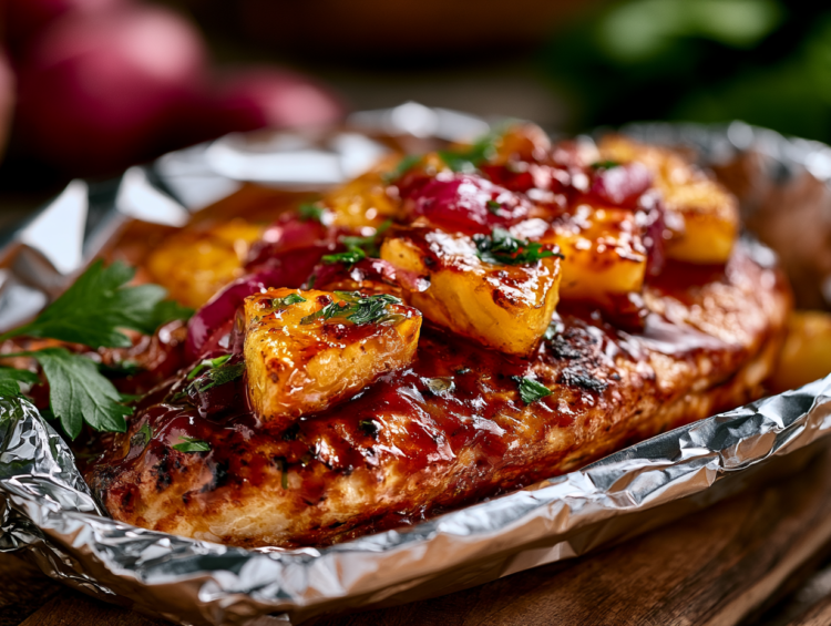 Pineapple BBQ Chicken Campfire Foil Dinners 1