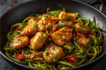 Garlic Chicken Zucchini Noodles Stir Fry 1