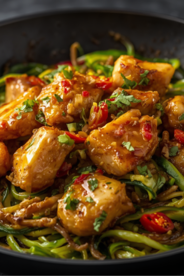 Garlic Chicken Zucchini Noodles Stir Fry 1