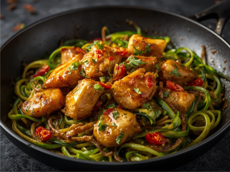 Garlic Chicken Zucchini Noodles Stir Fry 1