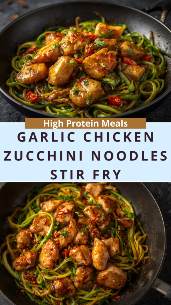 Garlic Chicken Zucchini Noodles Stir Fry