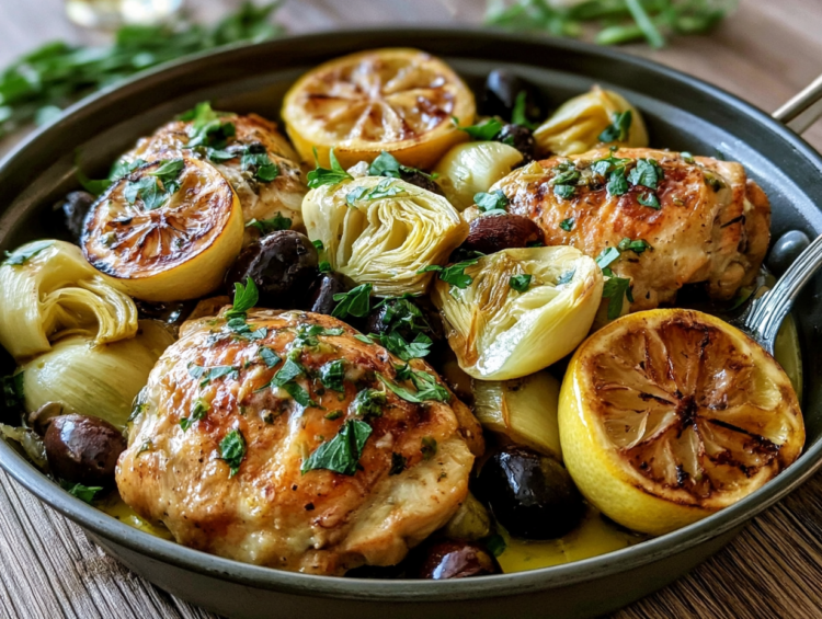Mediterranean Lemon Chicken with Artichokes & Olives 1