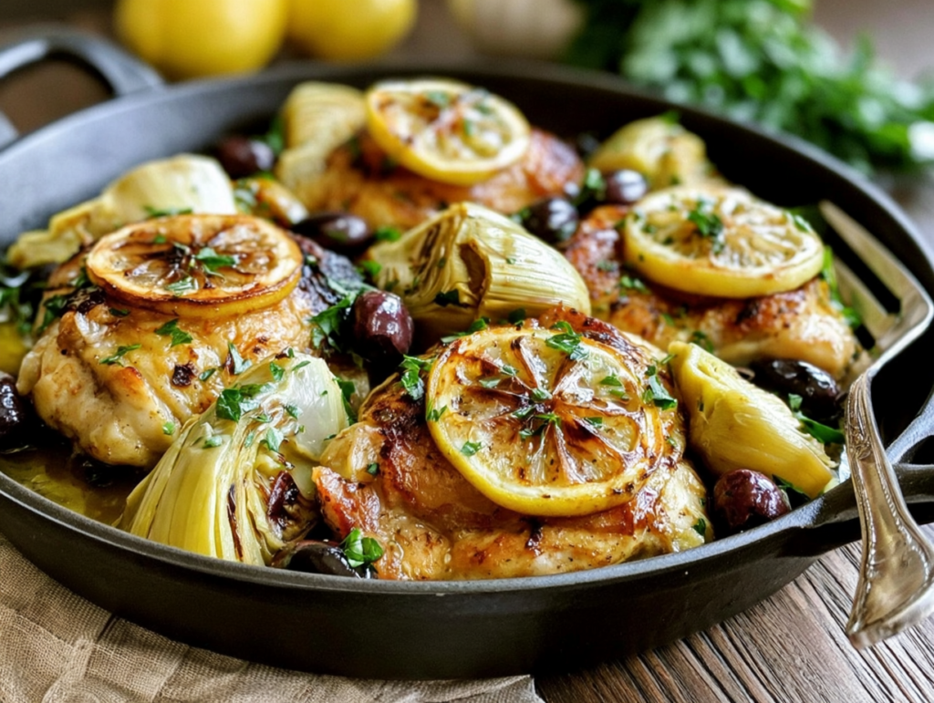 Mediterranean Lemon Chicken with Artichokes & Olives 2