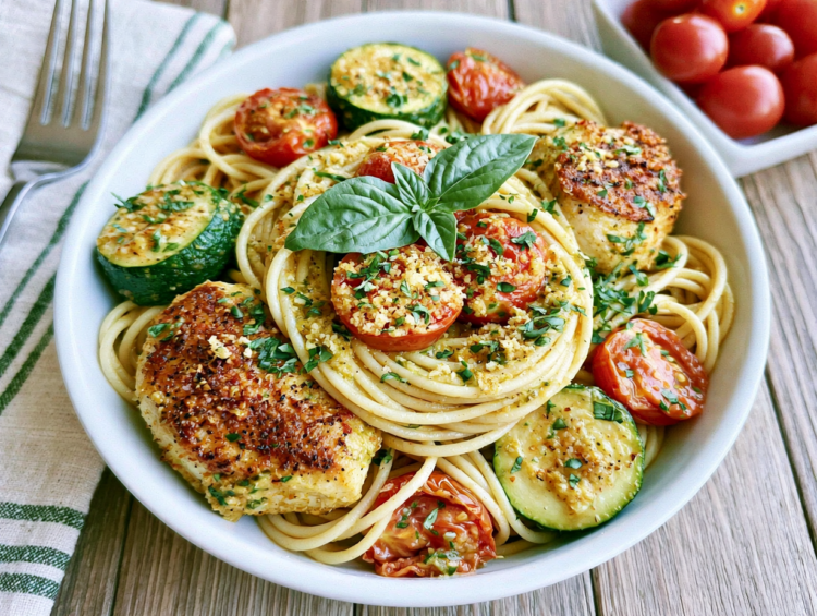Parmesan Zucchini Tomato Chicken Spaghetti 1