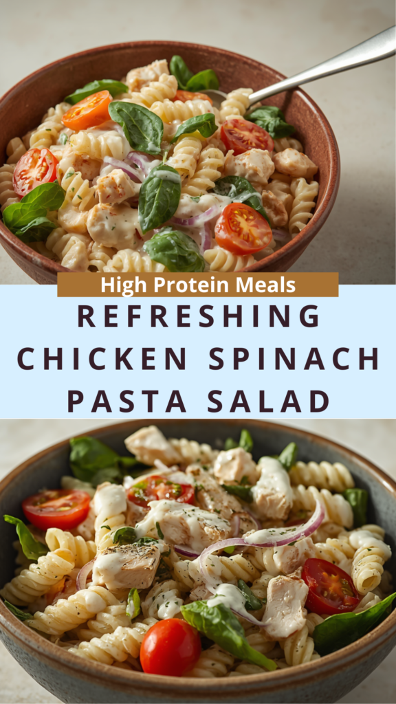Refreshing Chicken Spinach Pasta Salad