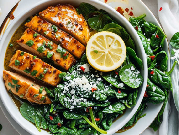 Asado Chicken Breasts with Sautéed Garlic Spinach 1