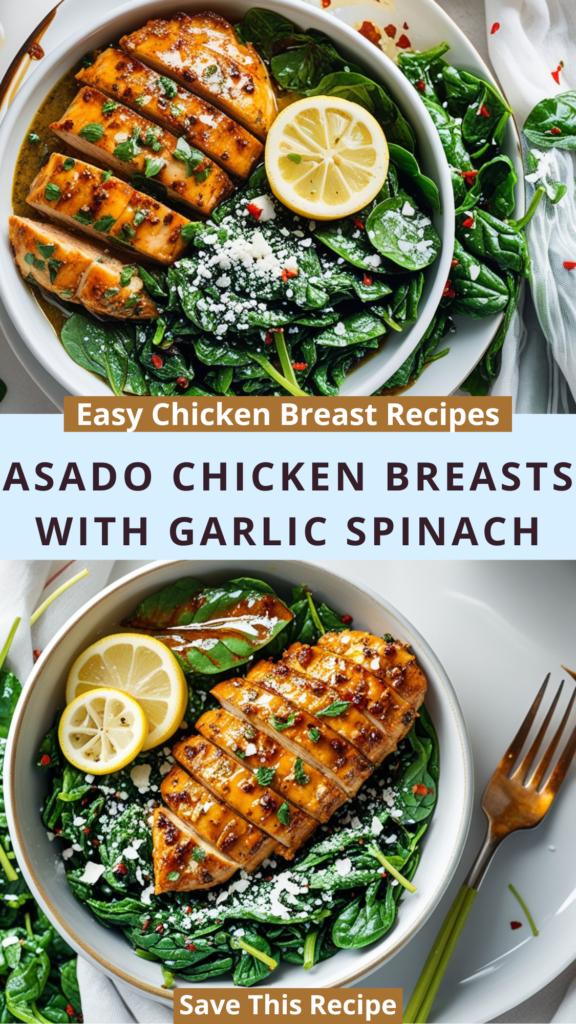 Asado Chicken Breasts with Sautéed Garlic Spinach