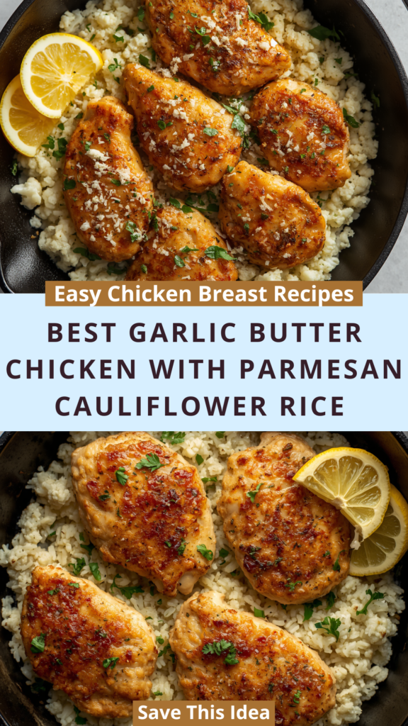 Best Garlic Butter Chicken with Parmesan Cauliflower Rice