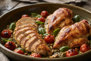 Creamy Pesto Chicken with Roasted Tomatoes 1