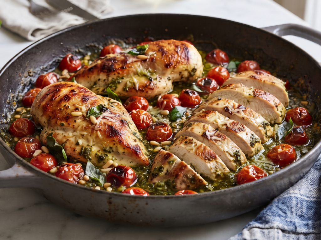 Creamy Pesto Chicken with Roasted Tomatoes 2