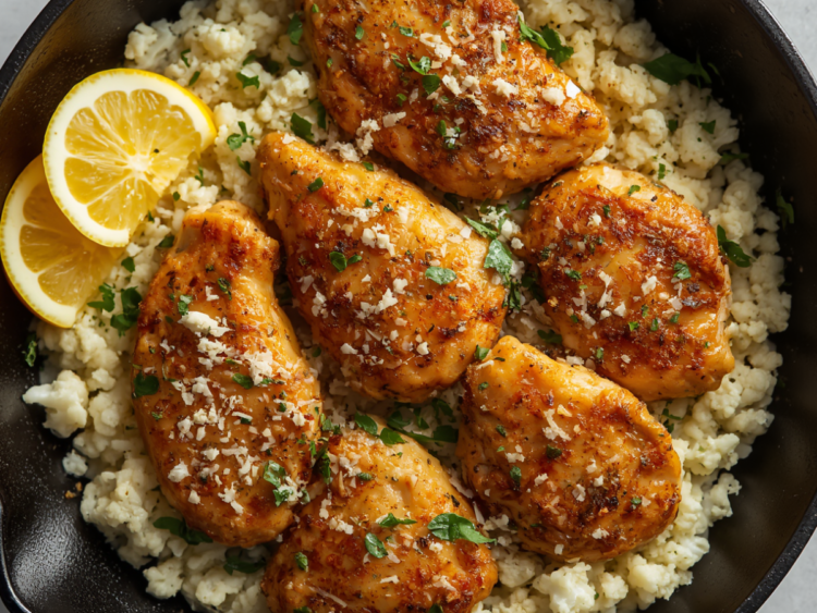 Garlic Butter Chicken with Parmesan Cauliflower Rice 1