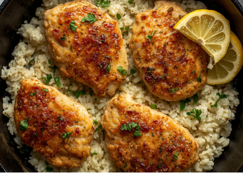 Garlic Butter Chicken with Parmesan Cauliflower Rice 2